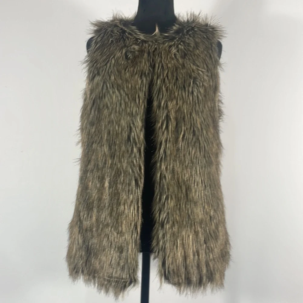 Miss London, Retro Faux Fur Vest, Size Medium, brown, Vintage look - Picture 10 of 11